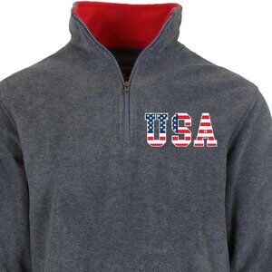 JH DESIGN Men’s USA Quarter Zip Thermal Fleece Pullover Long Sleeve Sweatshirt